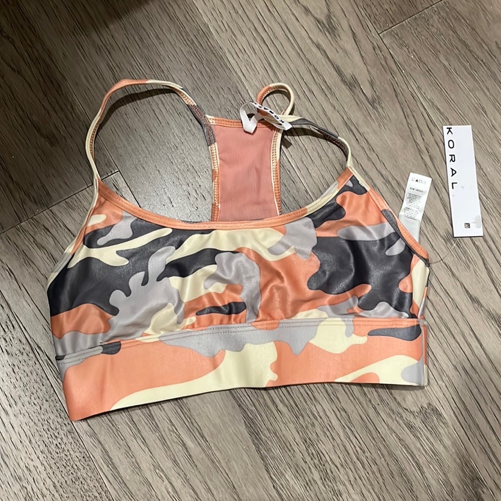 Koral xs sports bra. Pink camo colorway. New with tags.